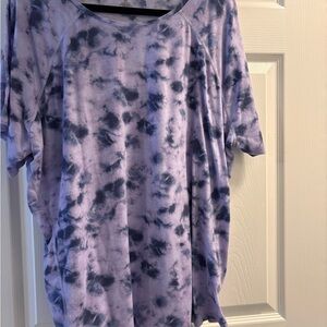 Tek Gear Tie-Dye Short Sleeve Top - Lavender and Navy